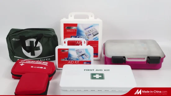 Kits de caixas de primeiros socorros de plástico aprovados pela ISO pela FDA ISO da CE Fornecedor de produtos para casa, carro, viagem, família, ao ar livre