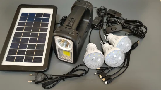 Luz de aviso de trabalho solar portátil para casa ao ar livre Plug and Play Holofote de luz solar Tudo em um kit de sistema com cabo de dados